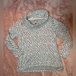 NWT Once & Again Gray Leopard Cowl Neck Textured Sweater Size Medium